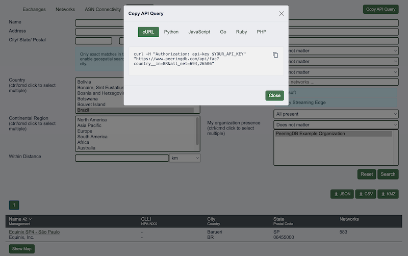 Advanced Search copy API query