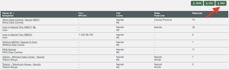 KMZ Export from Advanced Search