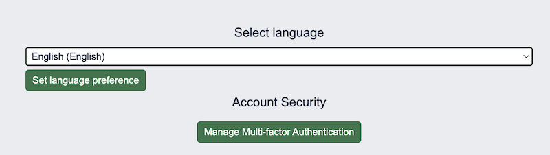 Location of the Manage Multi-factor Authentication button on the profile page