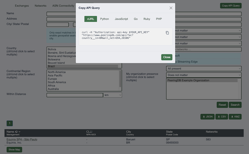 Advanced Search copy API query