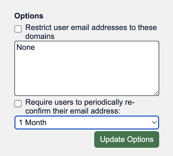 Email Domain & User Revalidation Control