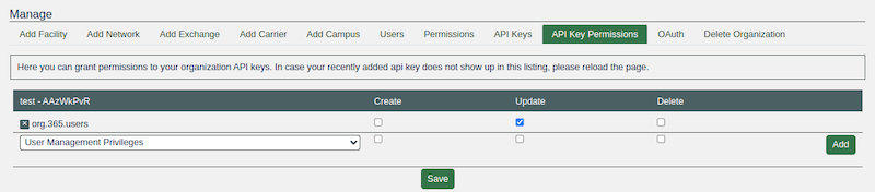 Update users permission